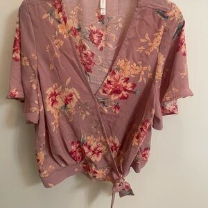 Floral Wrap Top in Mauve